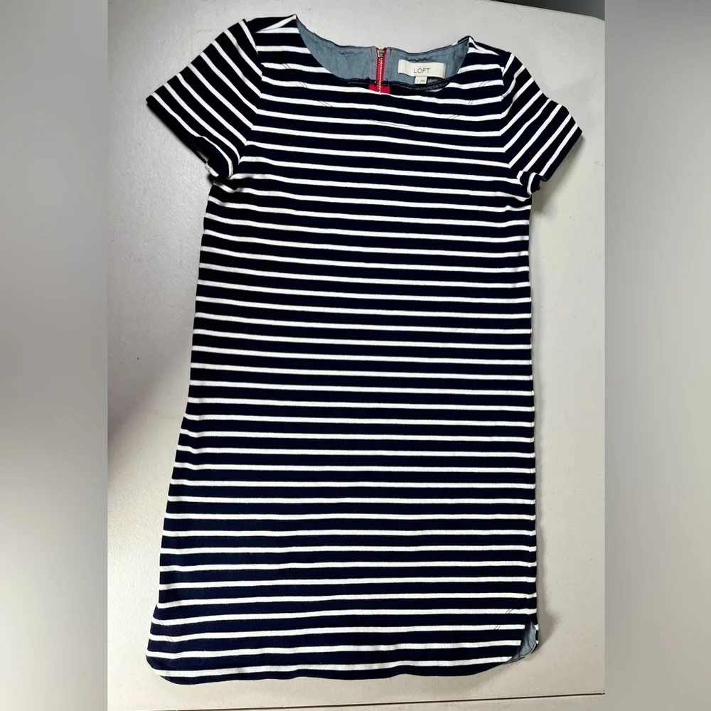 LOFT Navy and White Striped Dress , Small - Picture 14 of 15